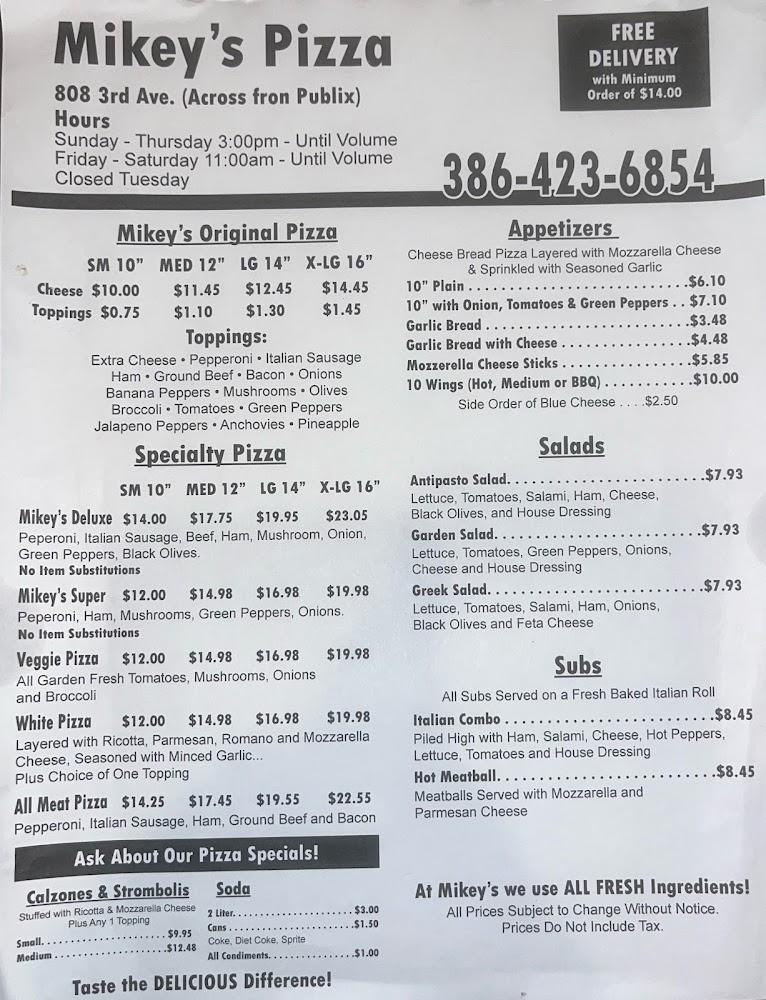 Mikey's Pizza Menu image 1